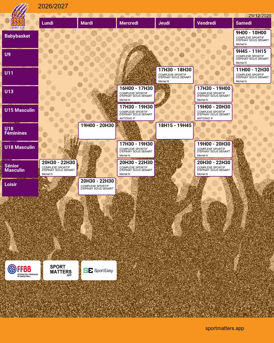 Planning d'entraînement