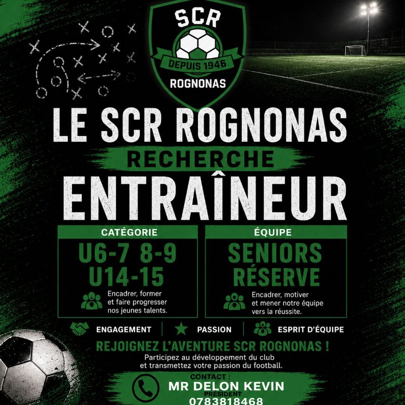 Le SC Rognonas recrute pour la saison prochaine !